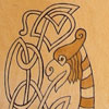 Celtic Lion artwork on celtic harp